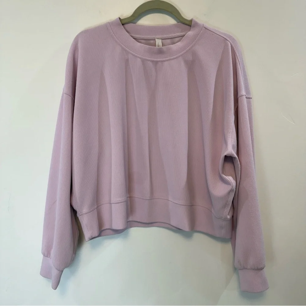 LULULEMON Crewneck Perfectly Oversized Ribbed Crop Crew in Meadowsweet Pink